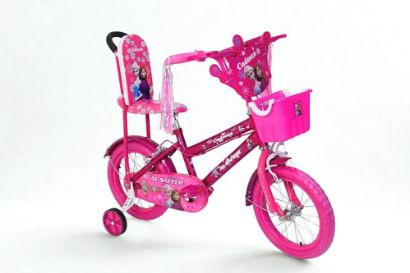 صورة سيكل فروزن بناتي 14 إنش – دراجة وردية بعجلات توازن ومقعد مريح للفتيات من 3 إلى 6 سنوات